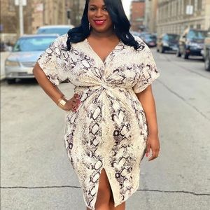 Fashion Nova - Hot Hiss Girl Snake Print Midi Dress
